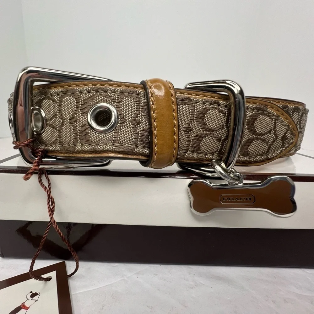 Coach Signature Leather Vintage Light Brown Tan Size Large 17-21” Dog Collar